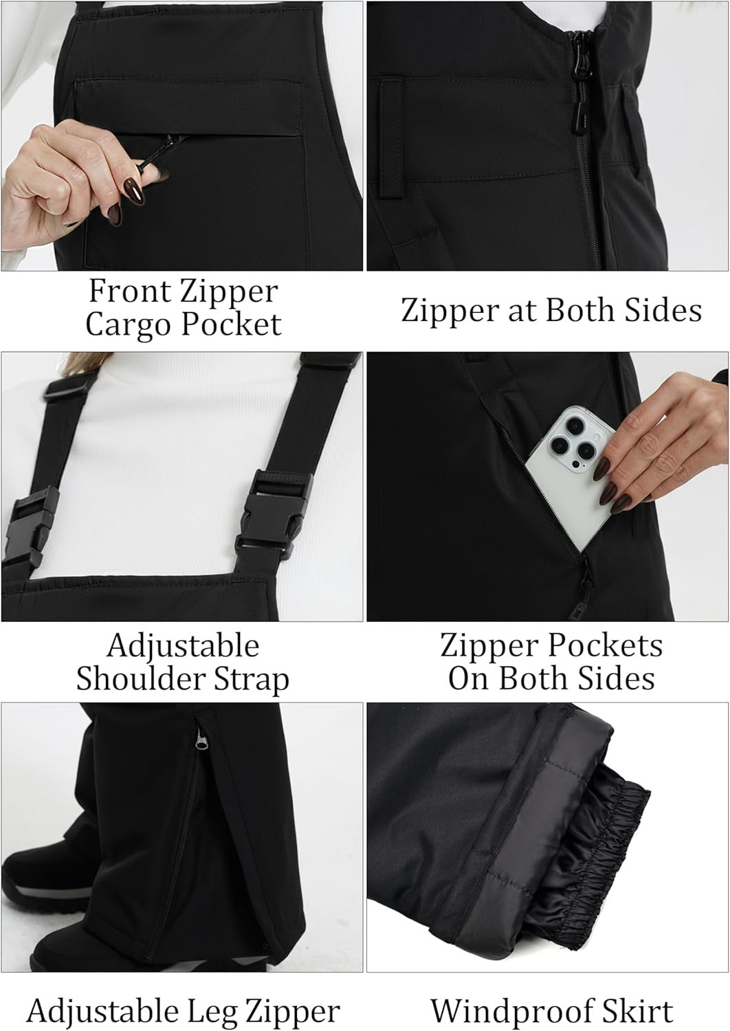 DAFENGEA Women's Ski Bibs Snow Pants Adjustable Straps Overalls -Waterproof Insulated Outdoor Snowboarding - Image 5