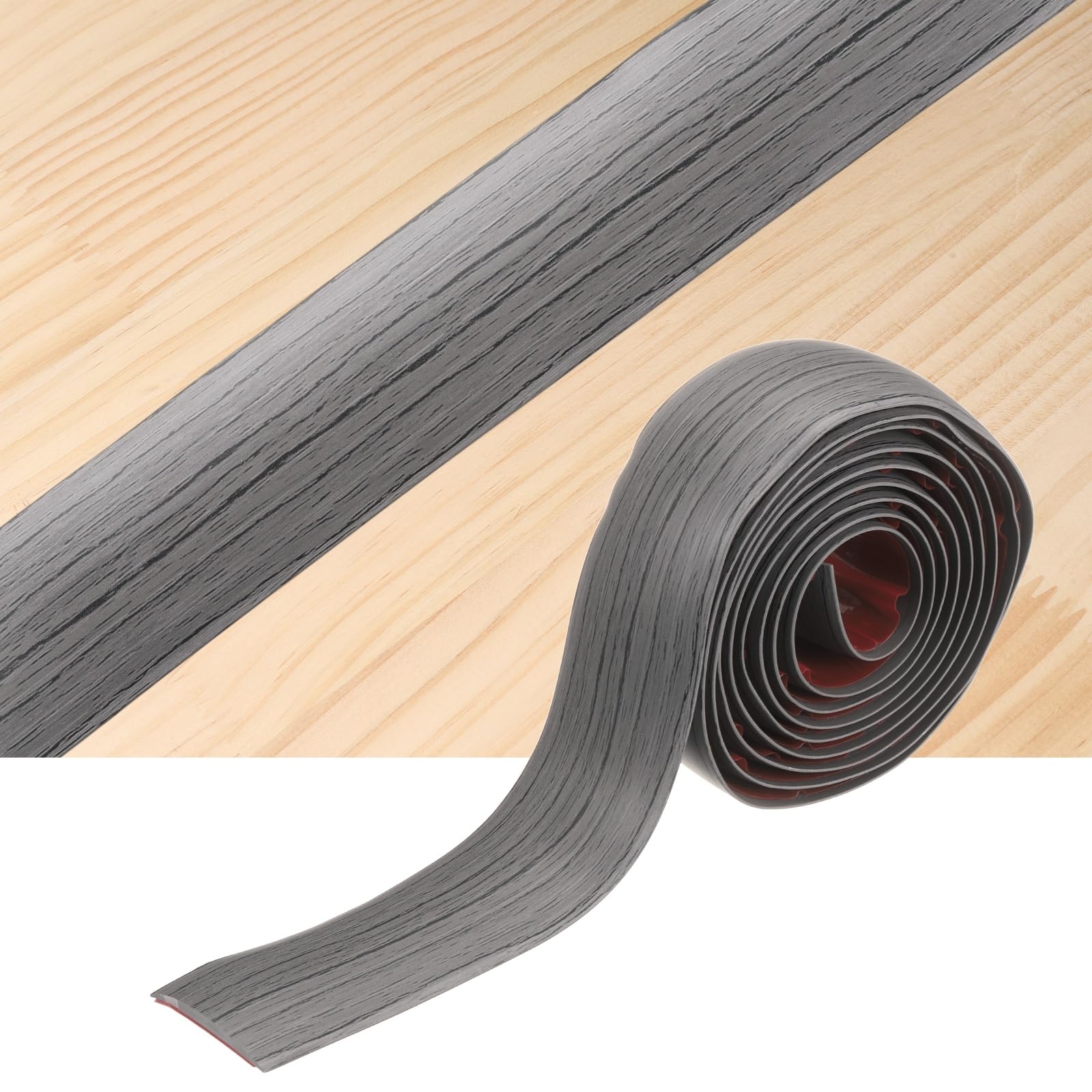 Bande de transition de sol autocollante en vinyle PVC gris foncé grain de bois 2m x 4cm