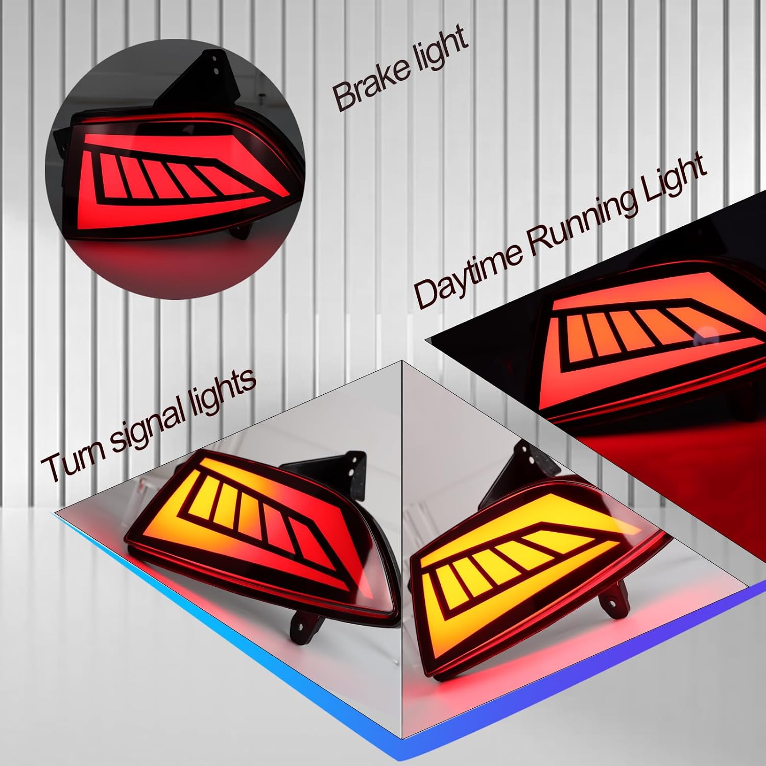 LED Rear Bumper Reflector Light Fog Tail Lamps Compatible with Honda Pilot 2019-2022 EX EX-L Touring DRL Turn Signal (Red)