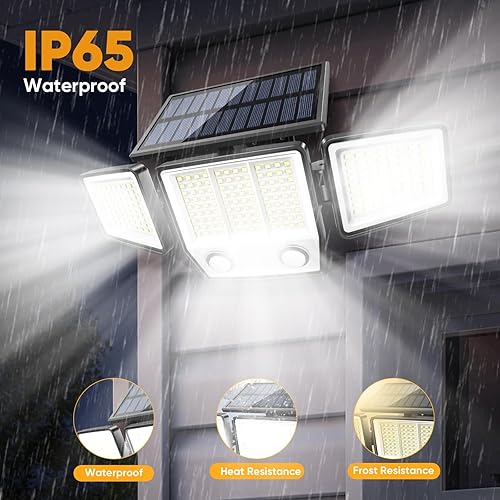 Miniatura 6 de Solar Motion Sensor Outdoor Lights Waterproof - 3000LM 3 Modes Security Lights Outdoor 270° Illumination IP65 LED Solar Flood Wall Light for Garden