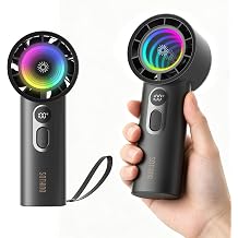 SOTHING Portable Handheld Fan with Dynamic RGB Light, Small Rechargeable Personal Fan, 1-100 Speeds, Up to 23.7 ft/s Airflow, Up to 12H Runtime, 7-Blade Quiet Fan with Digital Display