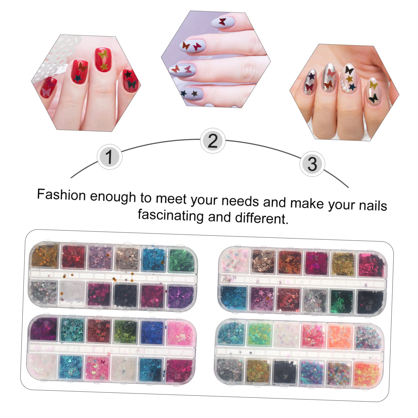 FOMIYES 3 Sets Nagelglitzer Glitzer-pailletten Für Make-up Nagelkunst-pailletten Einfach Aufzutragen 4 Boxen X 3
