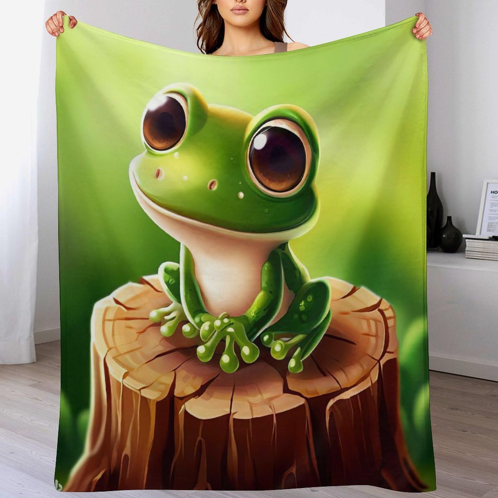 Frosch Kuscheldecke Flauschig Decke, Flannel Weiche Sofadecke, Fleecedecke, Wohndecke - Pflegeleicht - Warm （180×200cm）