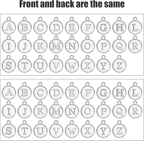 Vista 18 de 4 juegos (104 piezas) de aleación A-Z inicial alfabeto letra mezclada colgantes para hacer joyas, pulseras y manualidades 4