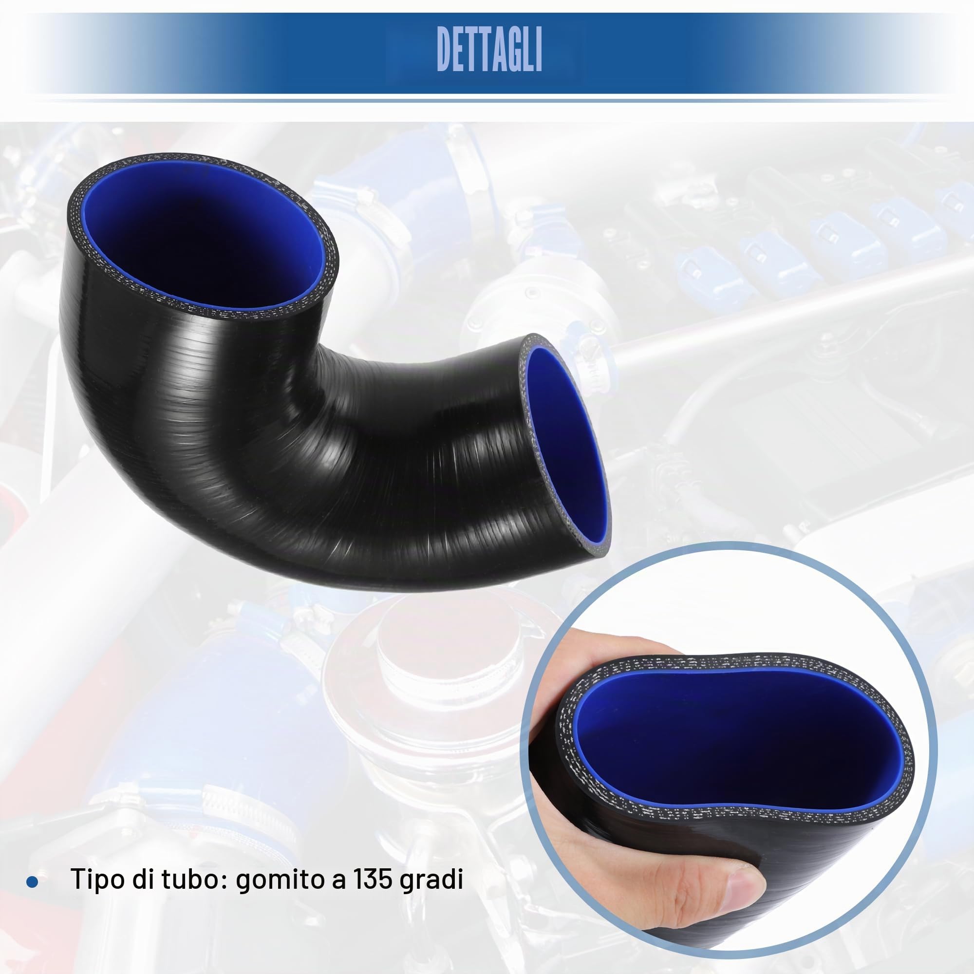 QUARKZMAN Tubo In Silicone 80mm 135°C Nero Per Auto 1 Pezzo | Spessore 5mm, Diametro Esterno 90mm, Lunghezza 100mm, Temperatura da -60°C a 300°C, Universale