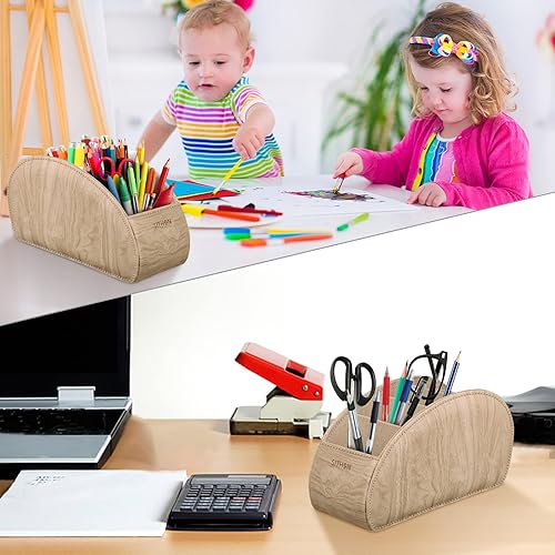 Miniatura 4 de SITHON - Soporte para control remoto con 5 compartimentos organizador de escritorio de cuero sintético para guardar controles de TV, DVD, Blu-Ray,