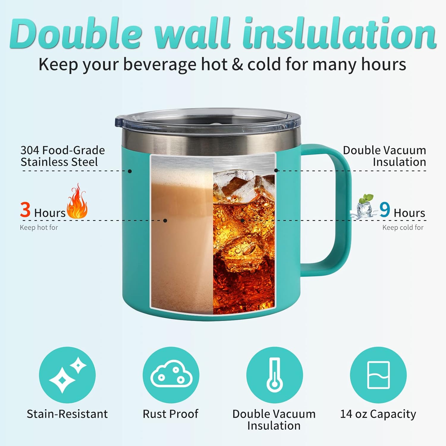 Personalized Insulated Coffee Tumbler - 14oz Engraved Stainless Steel Coffee Mug - Personalized Travel Mug with Handle and Lid - Ideal Customized Gift for Women, Men, Friends - Image 2