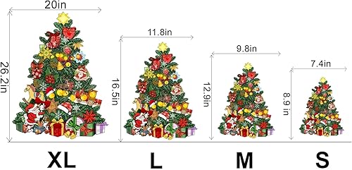 Miniatura 6 de Rompecabezas de madera para adultos y niños, tamaño XL, 680 piezas, 20 x 26.2 pulgadas, rompecabezas de Navidad de madera con árbol de Navidad,