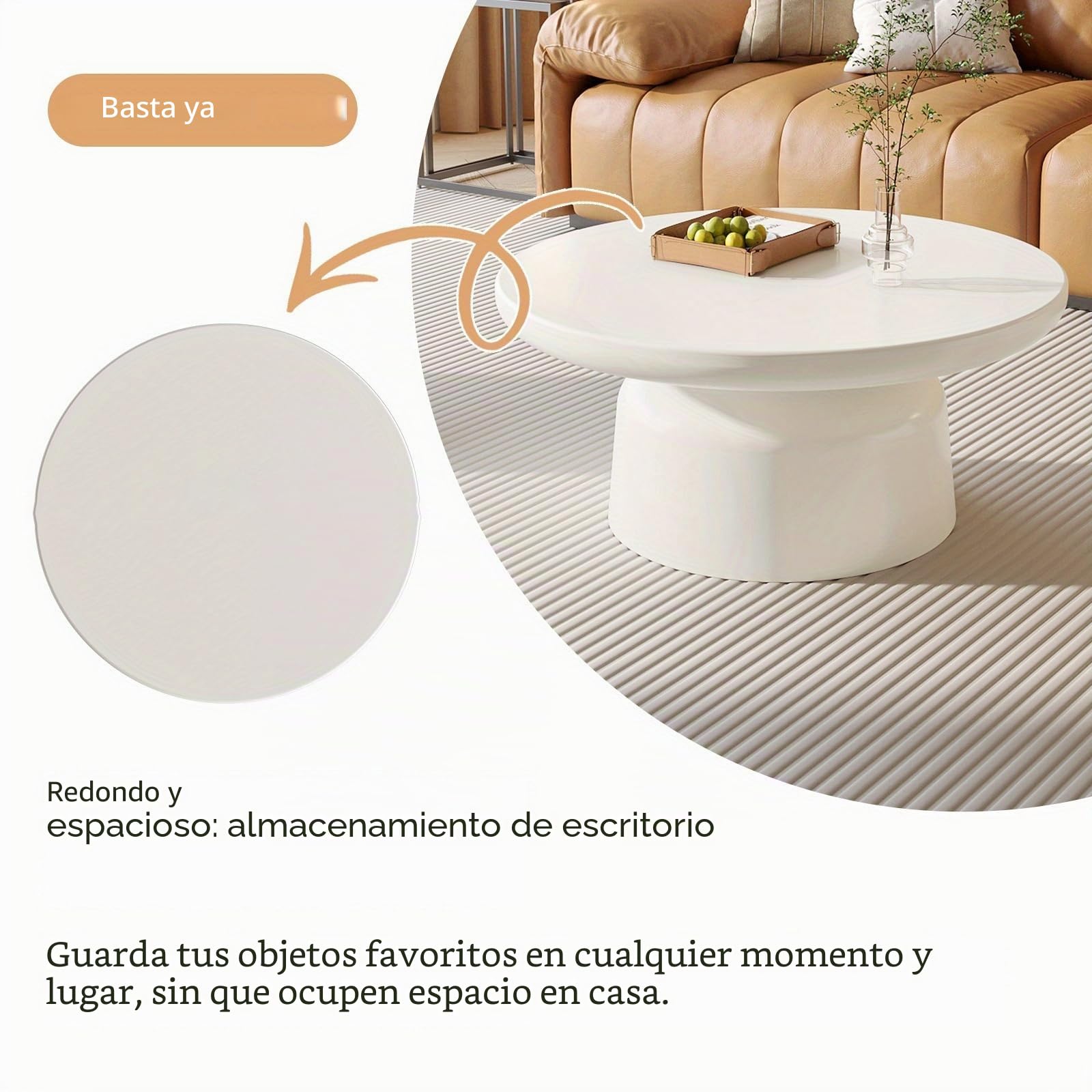 Guyii Moderna mesa de centro redonda blanca – para café, sofá, salón, auxiliar, sala de estar y oficina