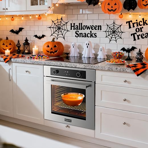 GASLAND 24 Inch Gas Wall Oven, Built-in Single Wall Oven, Natural Gas Oven with Bake Broil Rotisserie Functions, Digital Timer and Convection Fan, 120V Cord Plug, Stainless Steel, ETL Certified