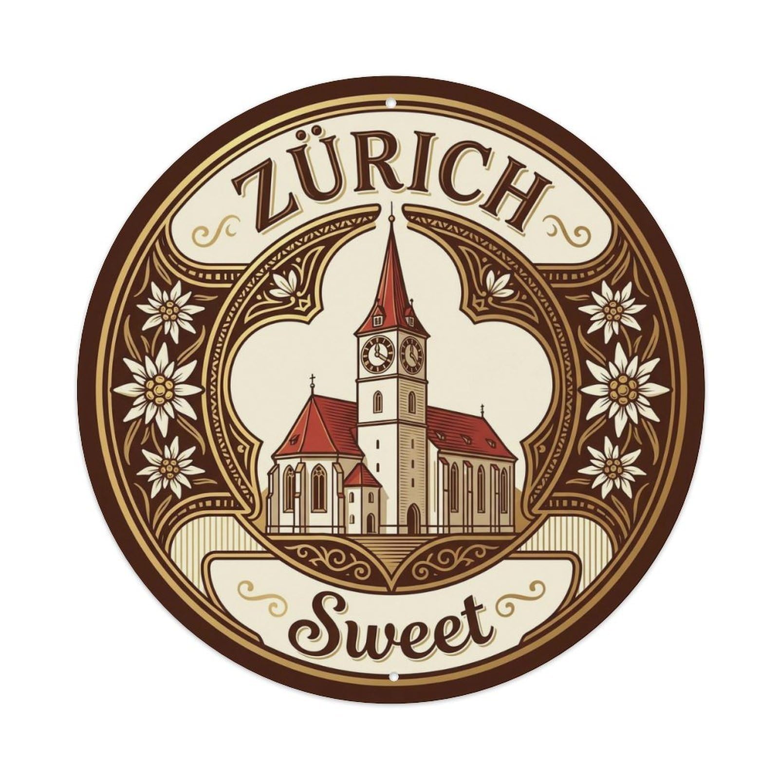 Vintage Travel Zurich Switzerland Launch Metal Tin Sign