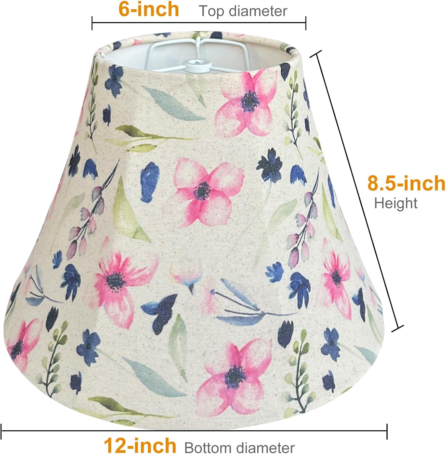 TOOTOO STAR Bell Lamp Shades Set of 2, 6" Top x 12" Bottom x 8.5" High (Spider) Fabric Replacement Small Lampshades for Table & Floor Lamps, Handcrafted Vintage Style