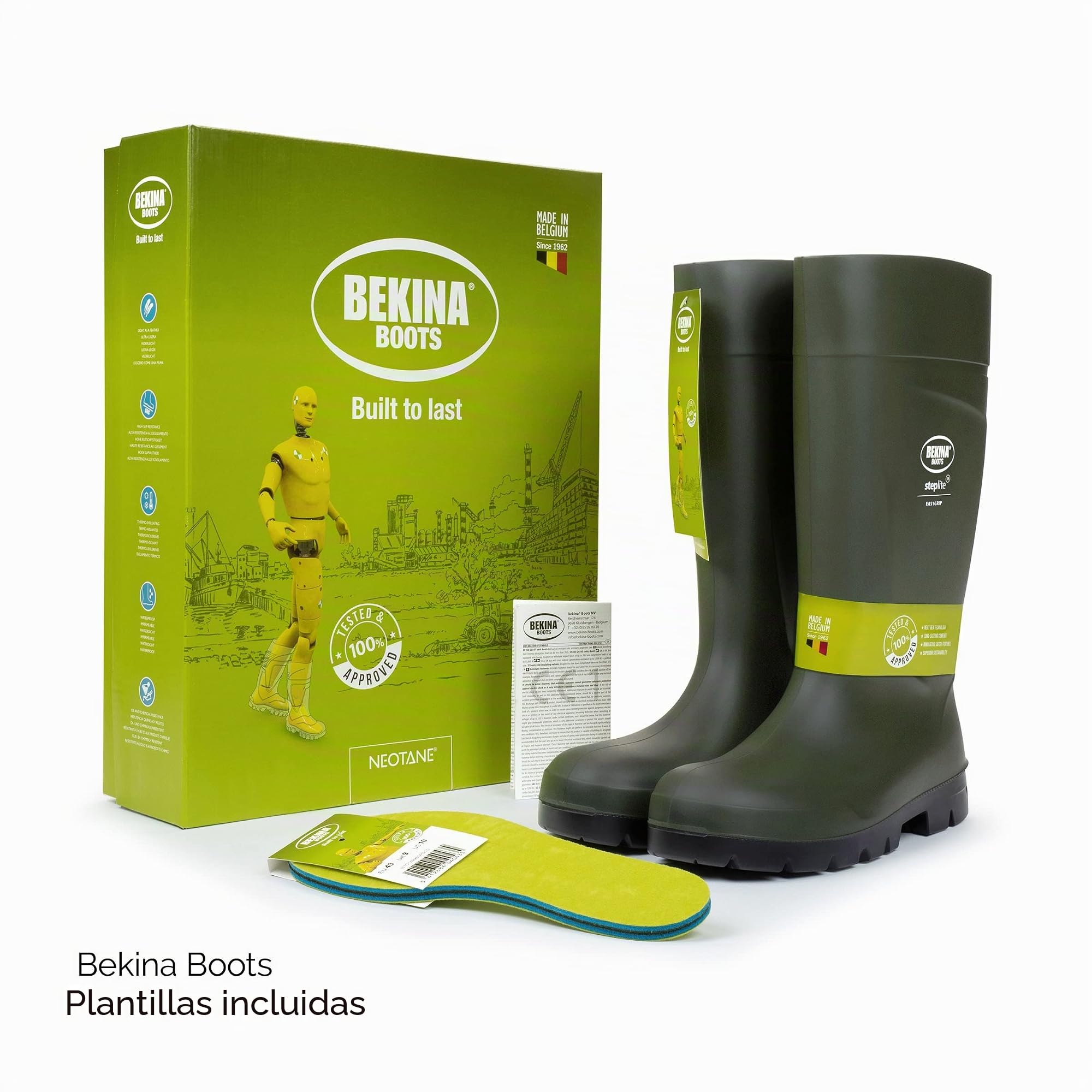 Botas de Seguridad para Hombres, Puntera de Acero y Suela de Seguridad para la Agricultura, Ligeras, de Gran Comodidad, Antideslizante, Resistente al Productos de Limpieza, Verde, EU 40