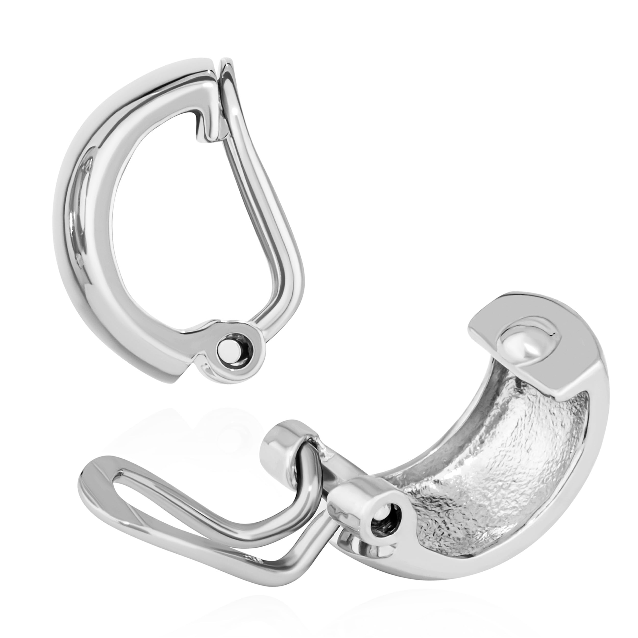 NKlaus Ohrclips aus Silber 925, rhodiniert, ohne Ohrloch, unisex, 2 Stück