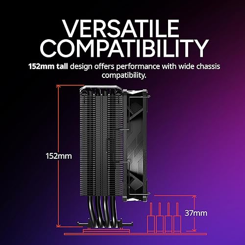 Miniatura 10 de Cooler Master Enfriador de aire de CPU Hyper 212 RGB Black Edition ventilador SF120R RGB 4 tubos de calor CD 20 negro metálico anodizado aletas de