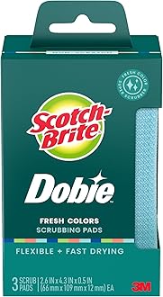Scotch-Brite Dobie Colors Pads, Dobie Sponge for All Purpose Cleaning of Kitchen, Bathroom, and Household, Non Scratch Pads Safe for Non-Stick Cookware, 24 Count