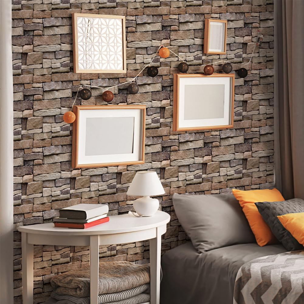 10 Pièces Panneau 3D Mural Papiers Peints en Pierre Aspect 30x30cm Panneaux Muraux Autocollants pour Balcon,Cuisine,Chambre à Coucher,Salon