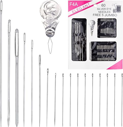 Miniatura 2 de BronaGrand Juego de 55 agujas de coser a mano de ojo grande de acero inoxidable con diferentes tamaños