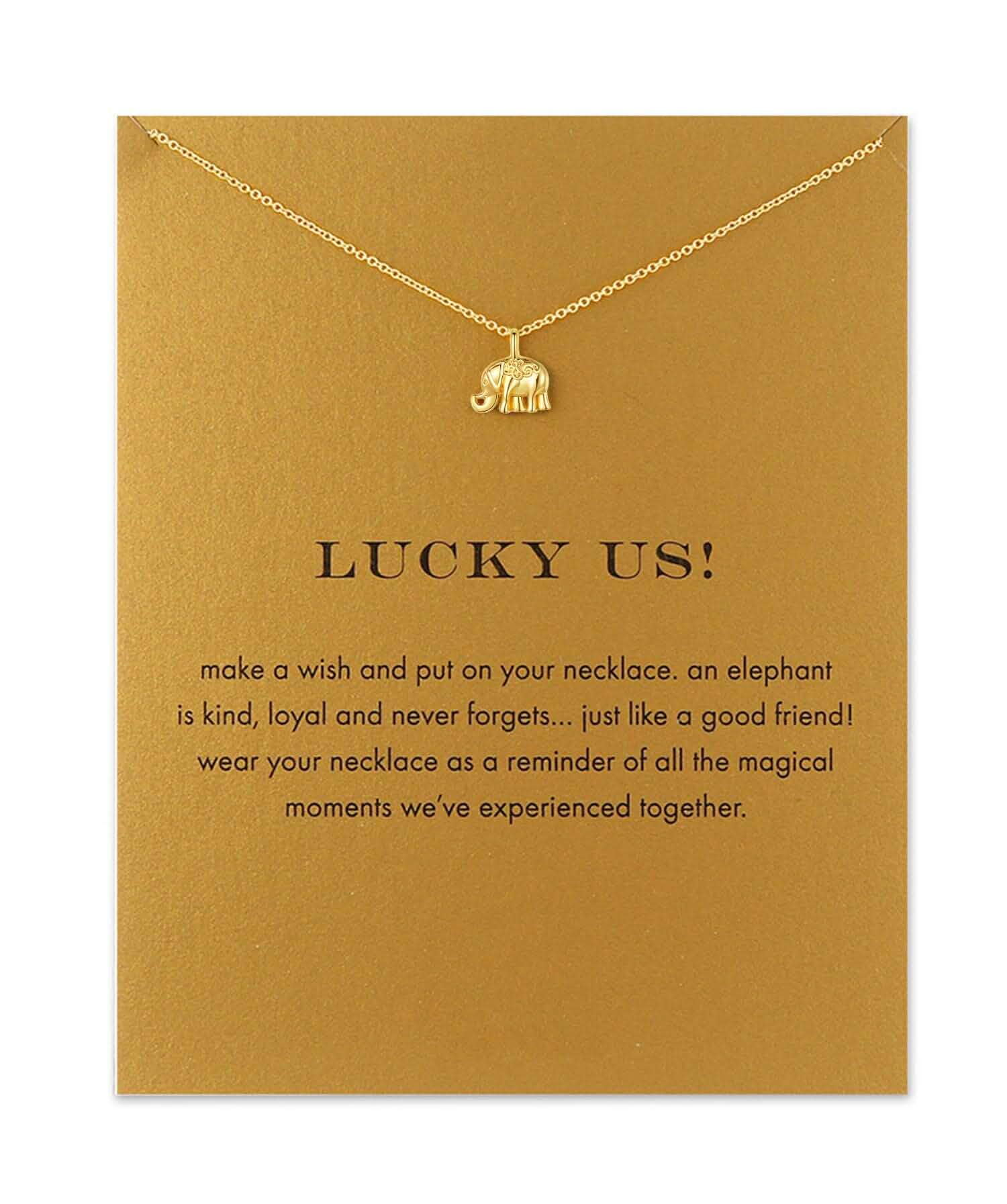Baydurcan Friendship Anchor Compass Necklace Good Luck Elephant Pendant Chain Necklace with Message Card Gift Card