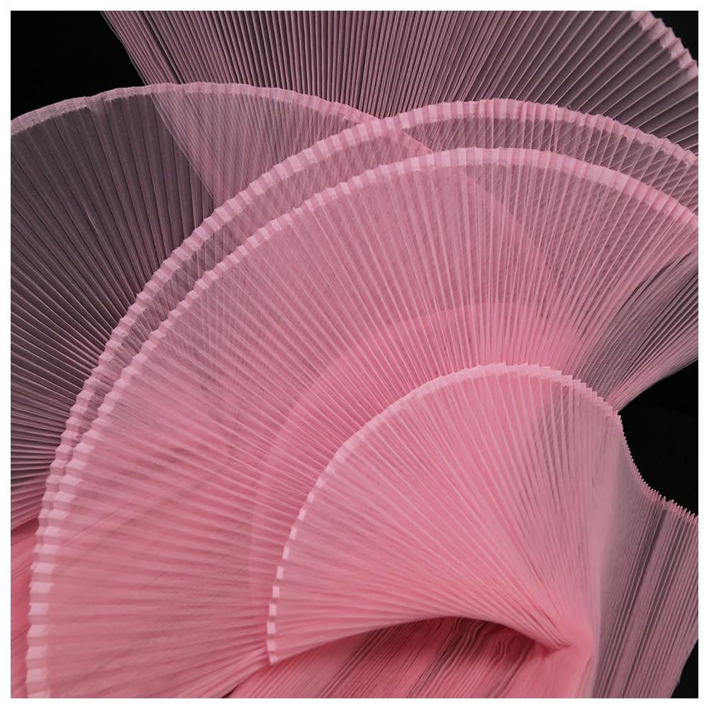 Organ Pleated Hard Mesh Fabric Plisse Fabric Accordion Crimping Wrinkle Modeling Decorative Designer Fabric M105F8 (hot Pink, Stretch 1 Meter)