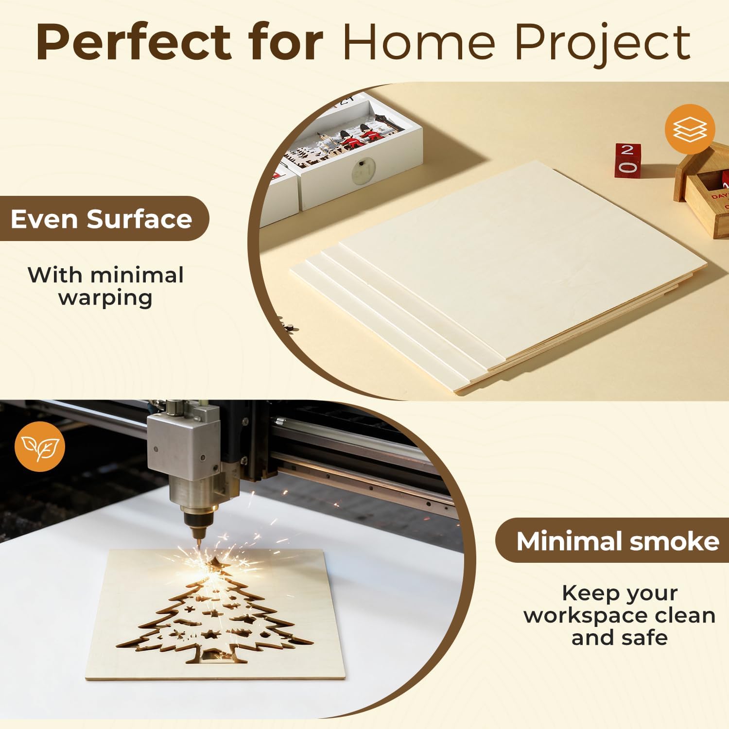 12 Pack Basswood Sheets 18"x18"x1/8", 3mm Basswood for Laser Cutting, Wood for Laser Cutting and Engraving, Laser Engraver Blanks, DIY Architectural Models Making, Wood Engraving