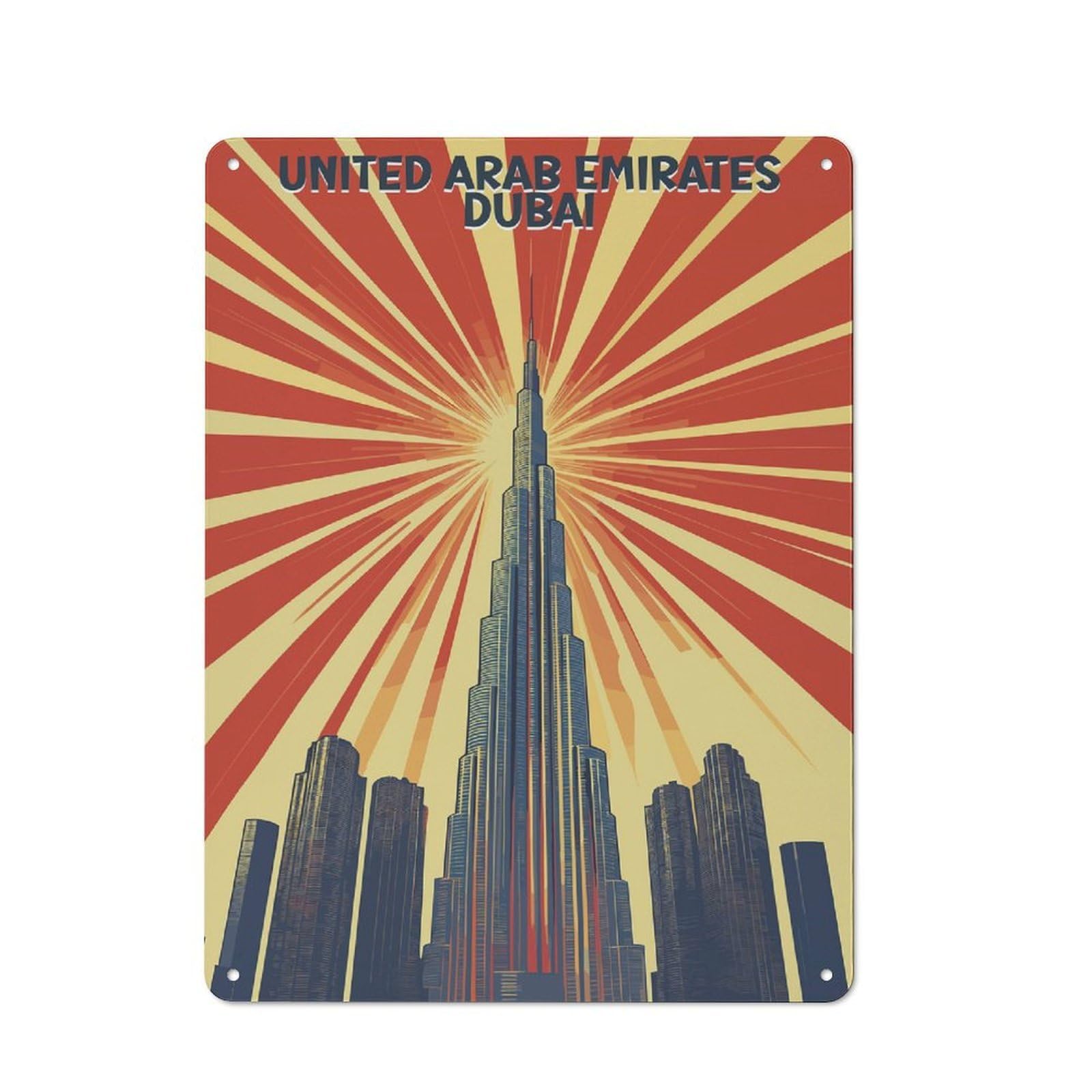 Junmoney Style-16 Dubai Skyline Poster Cafe Metal Sign 40X30cm, Bistro Style Bistro Wall Plaque For Coffee Bar, Small Shop Or Dining Room