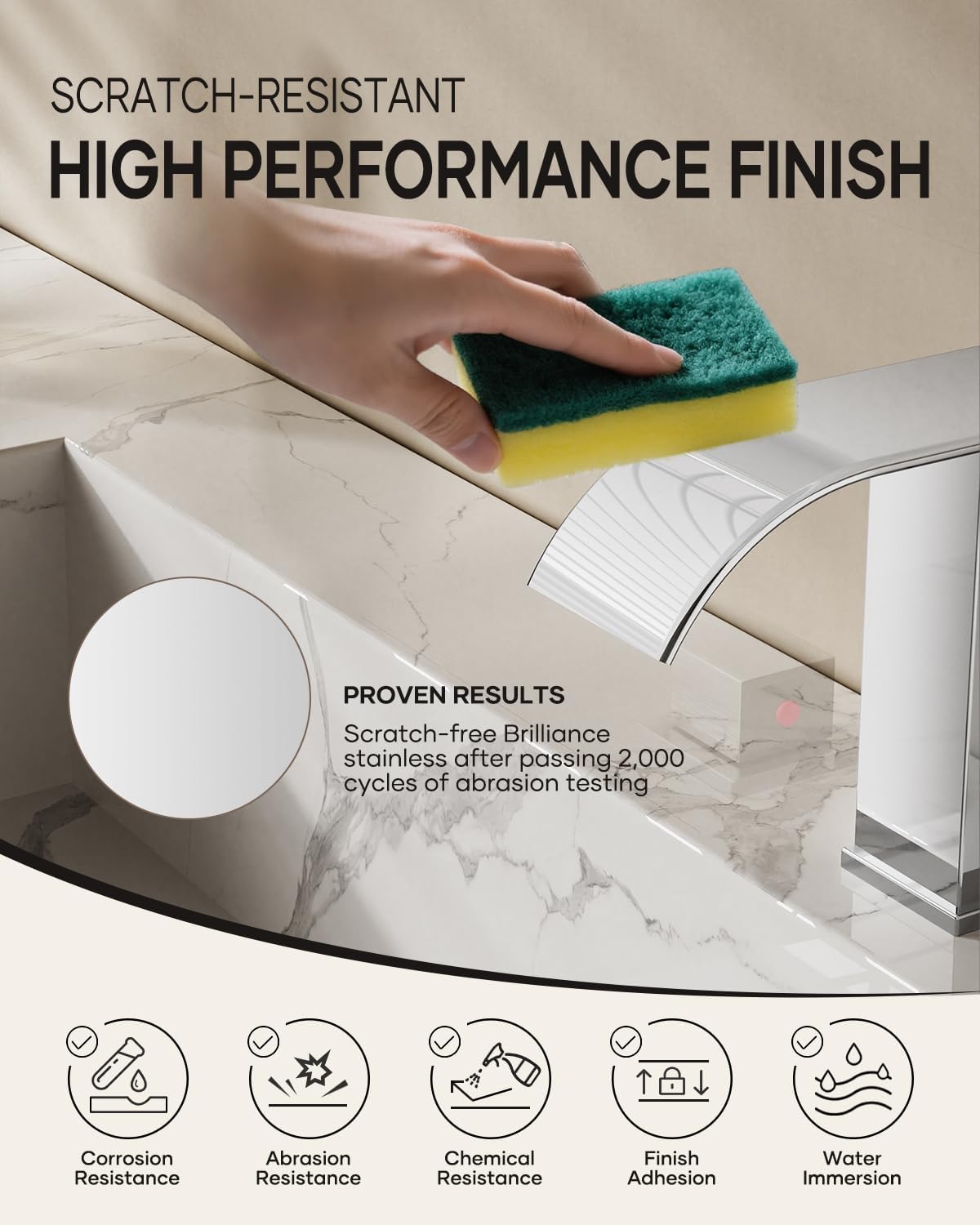 AVSIILE Waterfall Bathroom Faucet 3 Hole, Chrome 8 Inch Widespread Modern 3 Piece Bathroom Sink Faucet, Touch On Lavatory Faucet for Vanity RV Restroom, Curved Spout