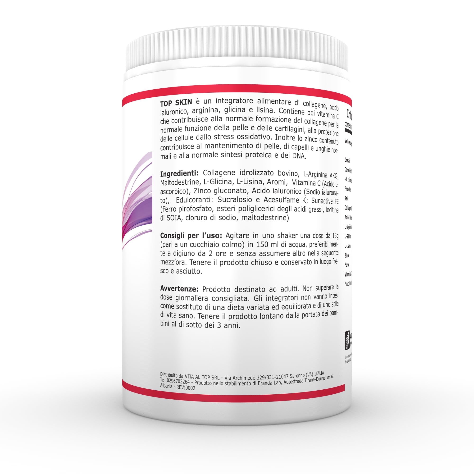 Ultimate Italia - Top Skin Mela - 450g - Integratore di collagene e acido ialuronico per mantenere la pelle giovane e supportare cartilagini, legamenti e tendini