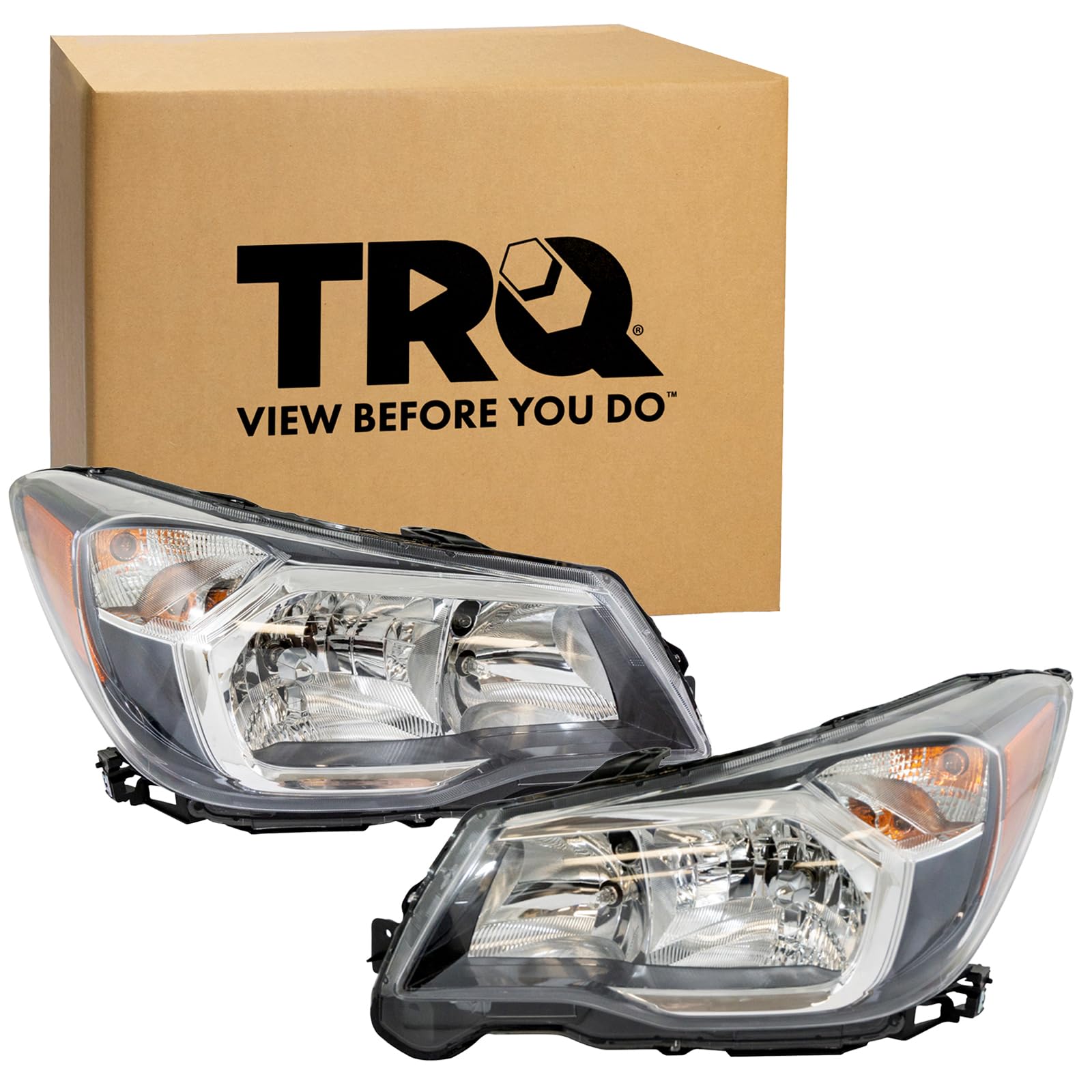 TRQ 2 Piece Headlight Assembly Set Driver &amp; Passenger Side Compatible with Subaru Forester 2014-2016 SU2502146 SU2503146 84001SG101 84001SG111