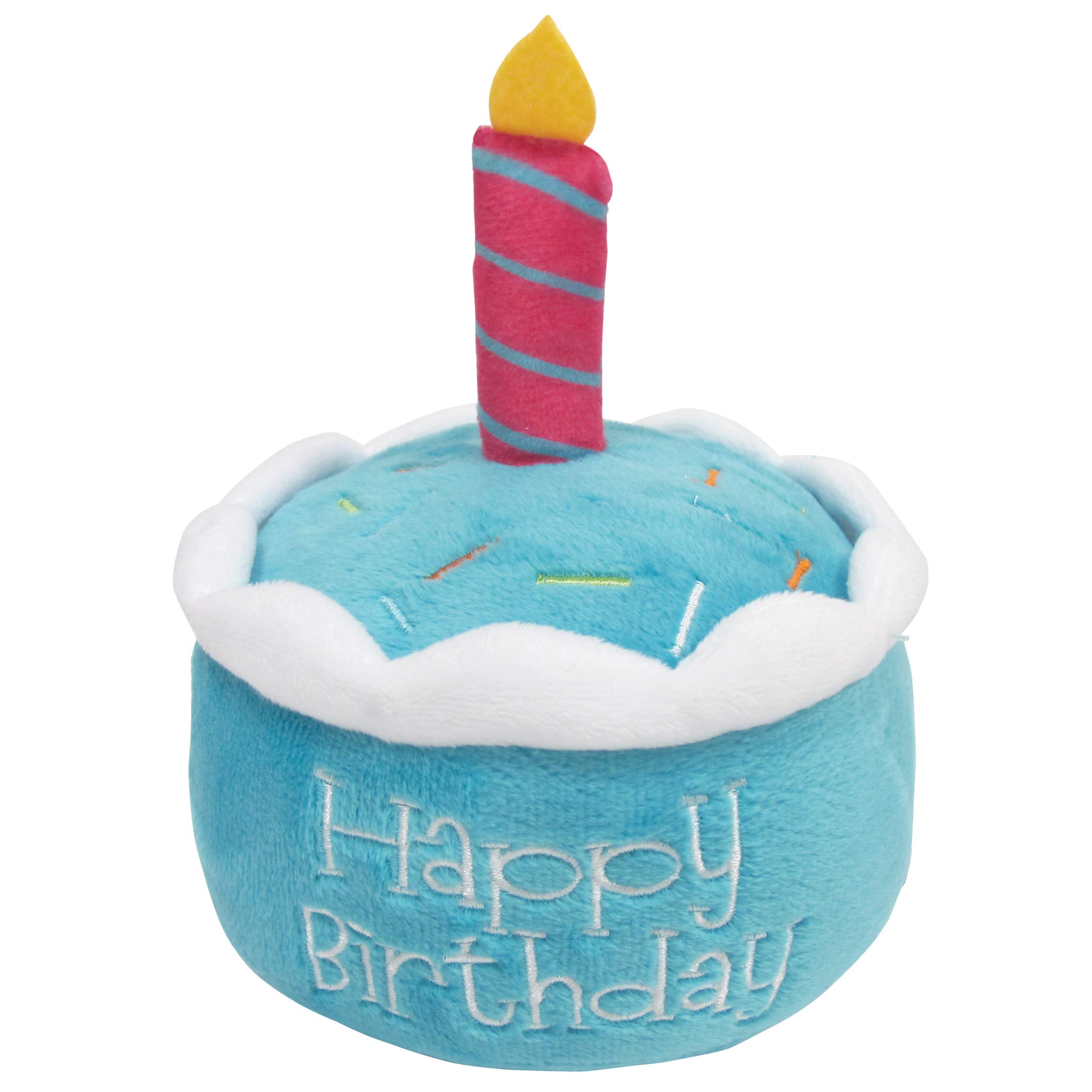 FOUFIT 87311 Birthday Cake Plush Toy for Dogs, Blue, 6"
