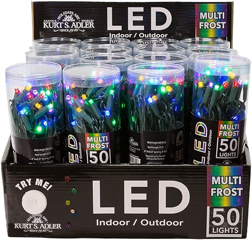 Kurt Adler UL 50-Light 0.197 in Multi Frost - Juego de luces LED con cable verde
