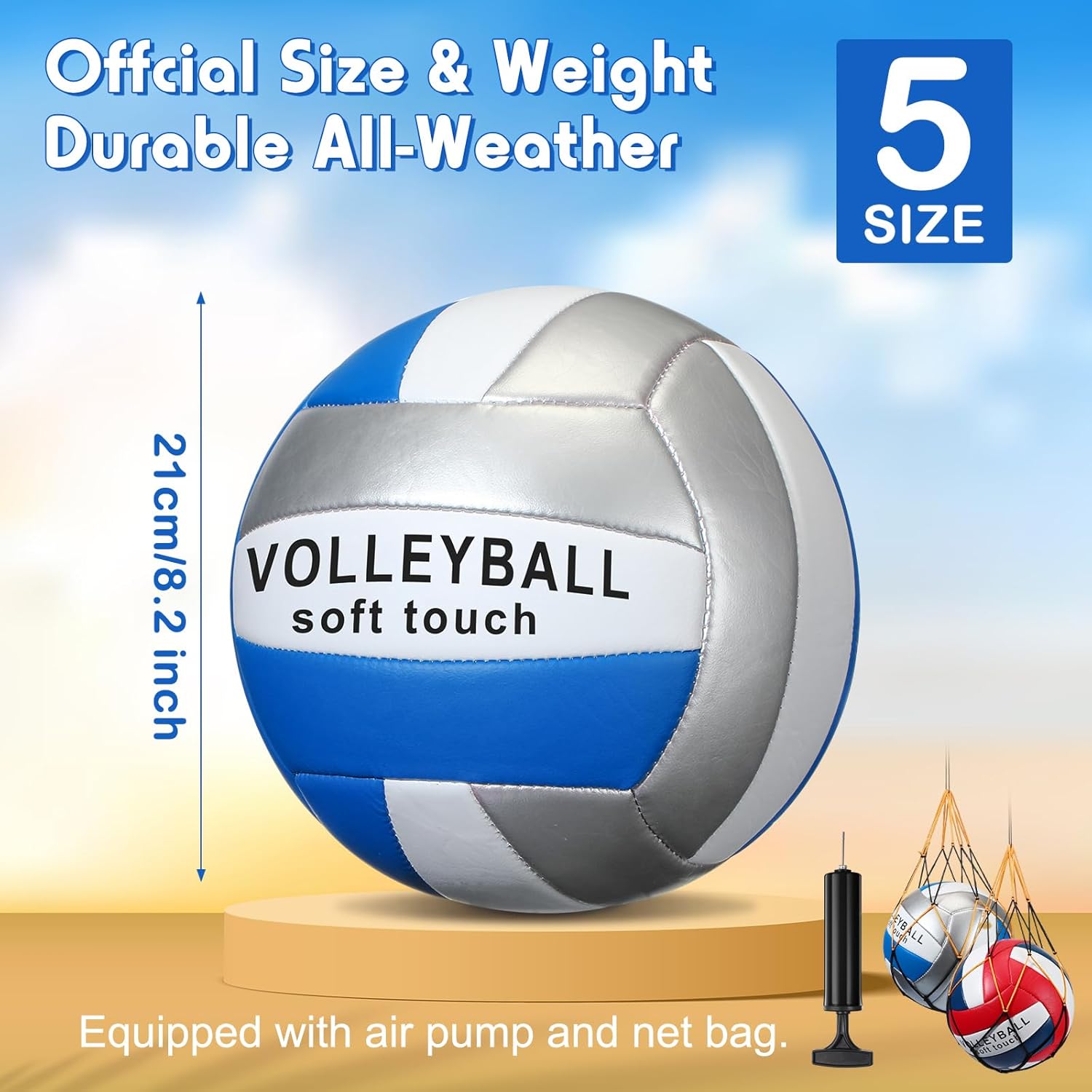 Woanger 6 Pcs Volleyballs Official Size 5 Waterproof Soft Recreational Volleyball with Pump and Net Bag Indoor Outdoor Beach Sports Gym Back to School - Image 2