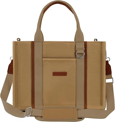 Vista 2 de FIORETTO Bolso de lona para mujer con cremallera, múltiples compartimentos y parte inferior reforzada, ideal para el trabajo, la Biblia, viajes