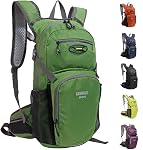 Hiking Daypack Backpack 15L Capacity, Many Compartments,Lightweight & Durable - Ideal as Hydration Backpack for Hiking, Running, MTB Cycling - Bladder NOT Included (Orange)