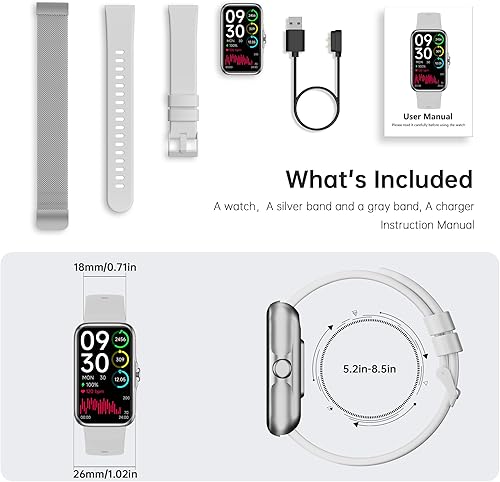 Miniatura 7 de Rastreador de actividad física, reloj inteligente con monitor de frecuencia cardíaca 247 y oxígeno en sangre, rastreador de sueño con IP68