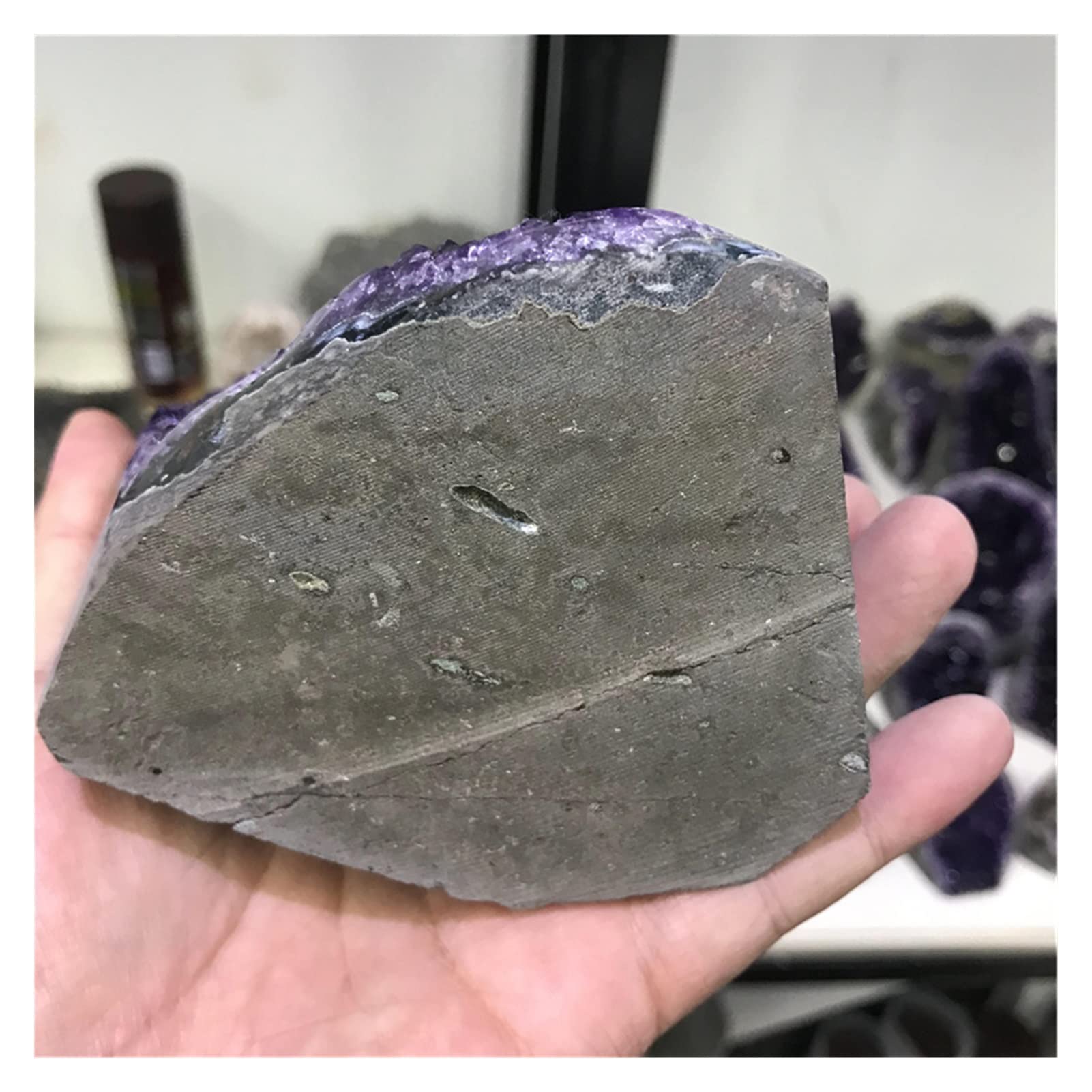 Amethyst Rohstein Natürliche Amethyststein Geode Kristall Cluster Dekoration Quarz Mineralien echte Amethyste spirituelles Chakra Reiki (Color : 400-500g)