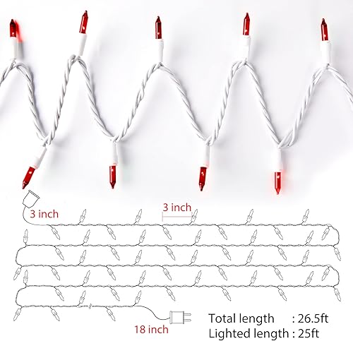 Miniatura 5 de Guirnalda de luces de Navidad con 100 bombillas transparentes en cable blanco, aprobada por UL para uso en interiores y exteriores, luces de árbol