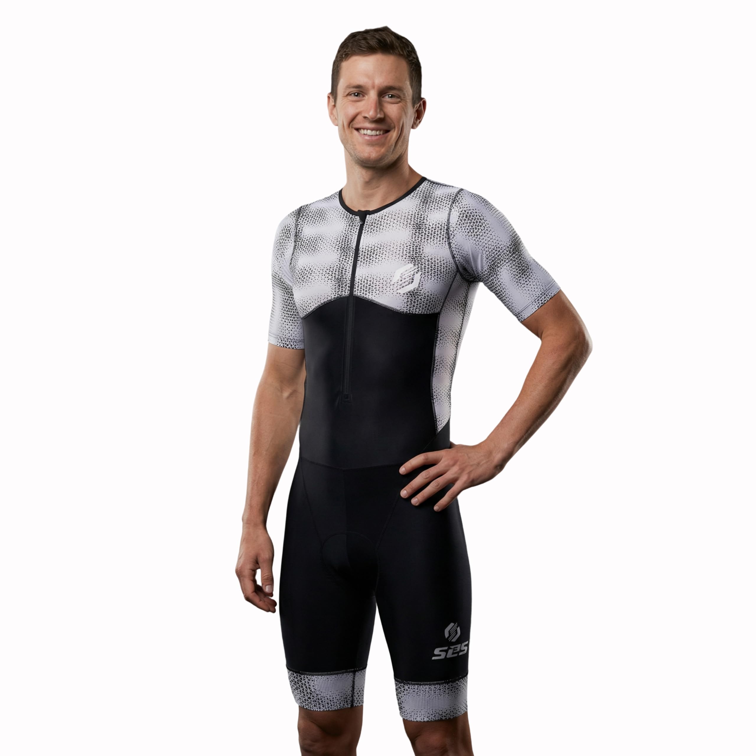 SLS3 Traje de Triatlón para Hombre - Tri Suit con Mangas Aerodinámicas para Hombre - Tejidos PRO FX para Triatlón Masculino (Midnight Blur, L)