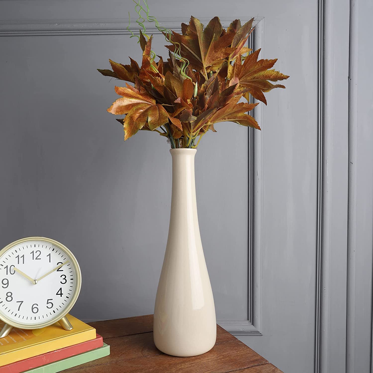 The Decor Lane Ceramic Handcrafted Bottle Shaped Flower vase | 12 Inches (Off White)-image-26