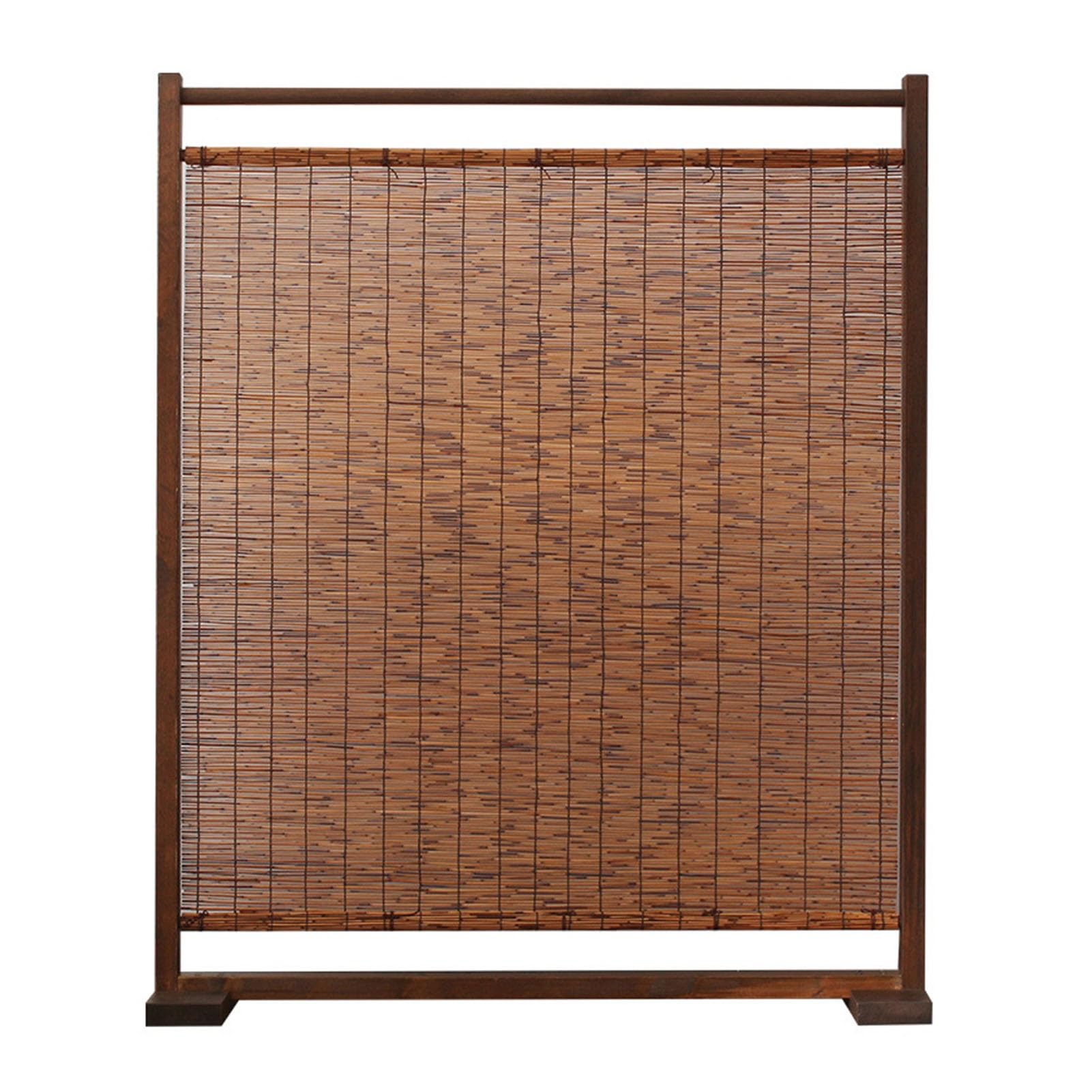 JCWGLY Panel Screens Wood Room Divider Screen With Reed Roller Shutter Panel 180cm/70.86inch High Privacy Screen Partition For Home Hotel And Coffee House(150x180cm)
