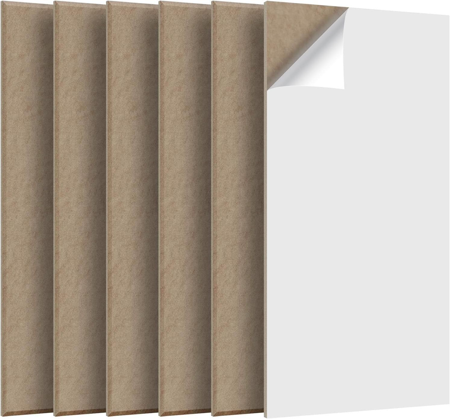 Large Acoustic Self-adhesive Panels, 47.2" X 23.6" X 0.4" Acoustic Wall Panels 6-pack Soundproof Panels High Density Panels Acoustic Treatment for Recording Studio, Office,Camel