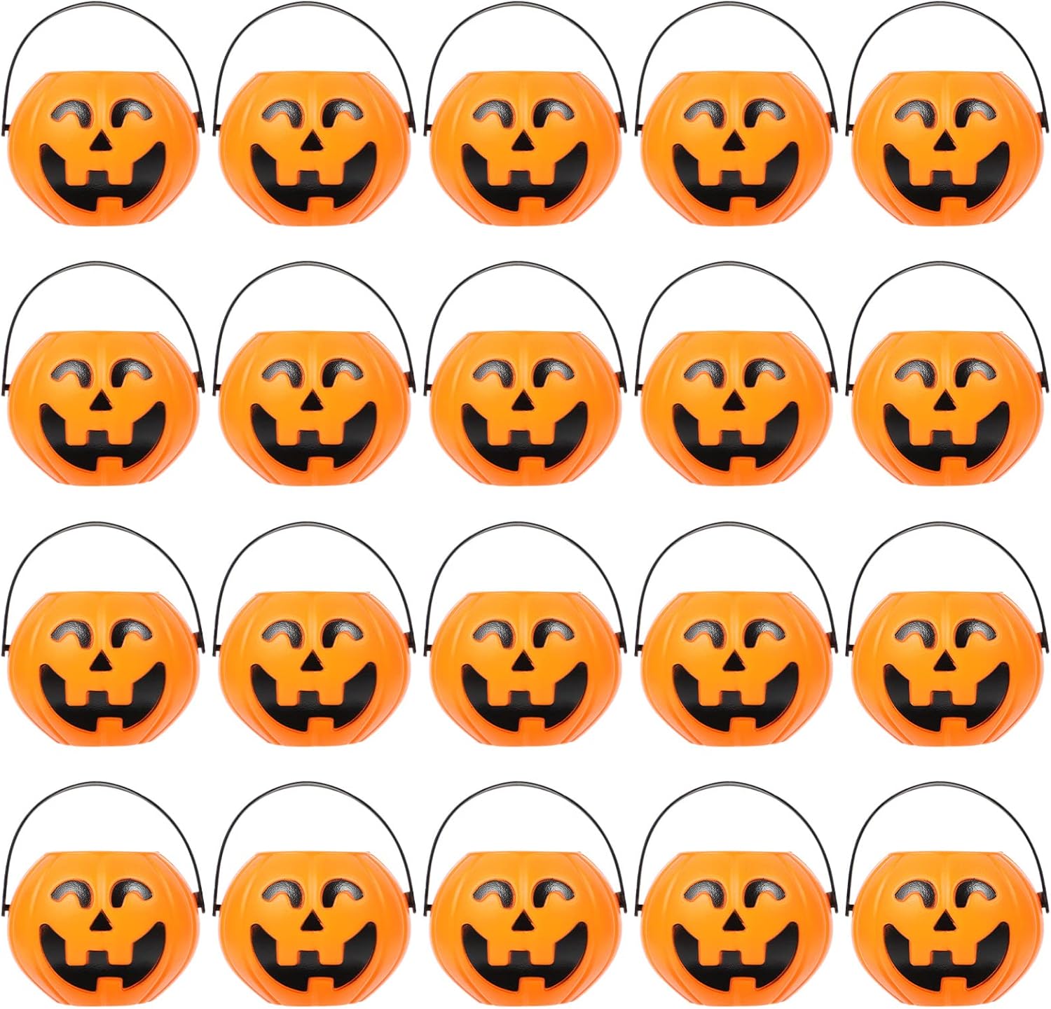 Beavorty Halloween Pumpkin Bucket Candy Pail Trick or Treat Sweet Holder for Party Decoration Portable 2.75 Inch Pumpkin Candy Container