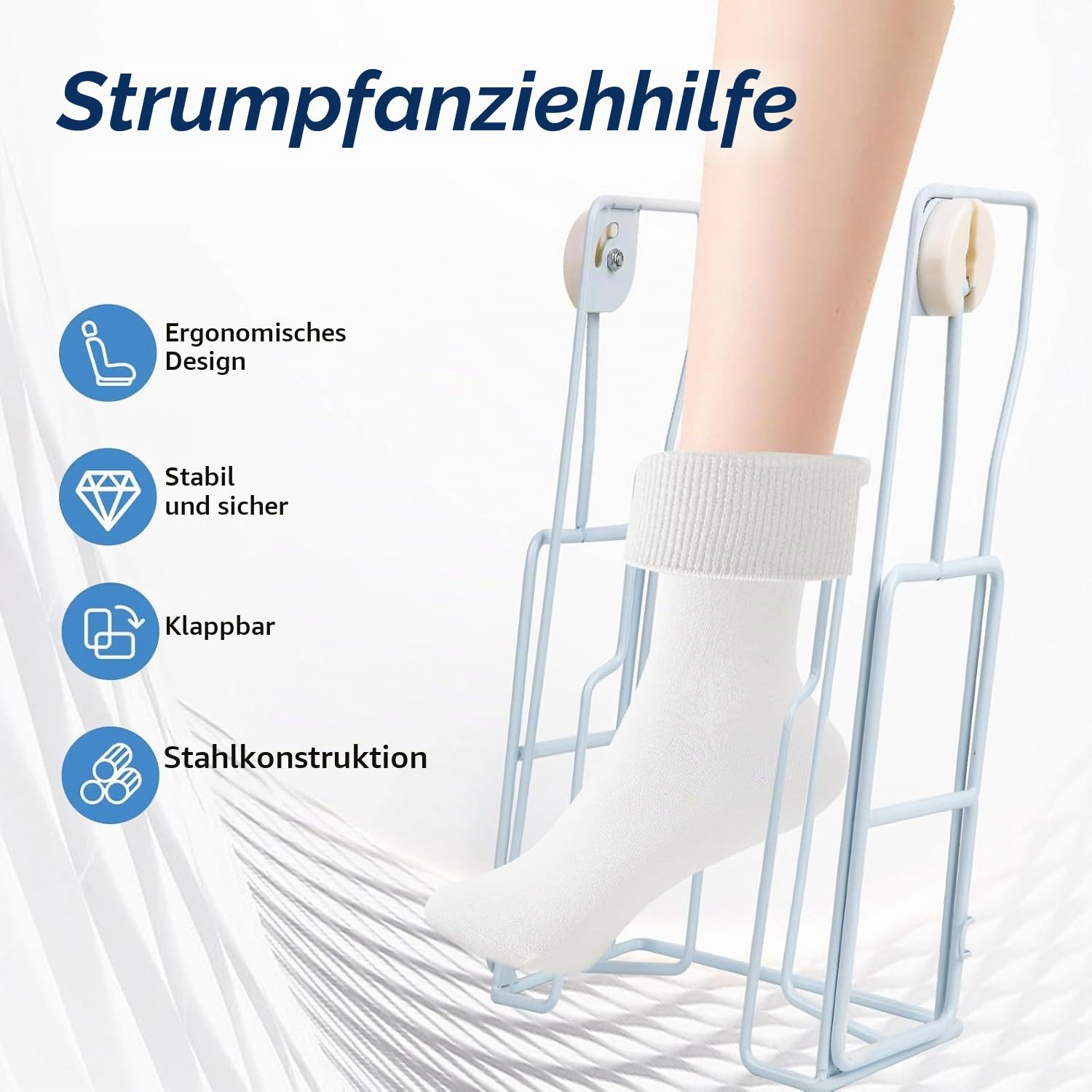 Faltbare Sockenanziehhilfe für Kompressionsstrümpfe - Anziehhilfe für Socken und Strümpfe, Ohne Bücken, Leicht zu Bedienen für Senioren​, Kompressionsstrümpfe Anziehhilfe