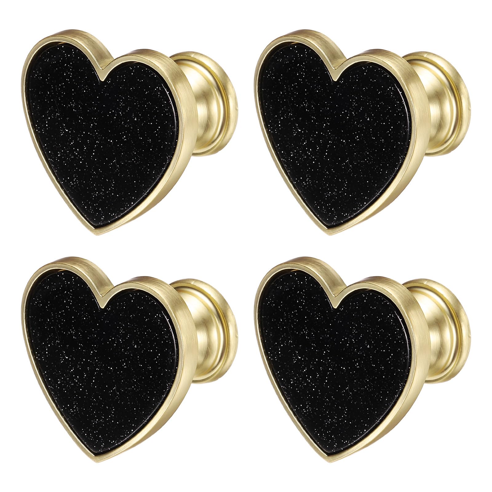 sourcing map 4Pcs Drawer Knobs, Zinc Alloy Decorative Heart-Shaped Pull Handles with Screws for Furniture Dresser Wardrobe Cupboard, Black
