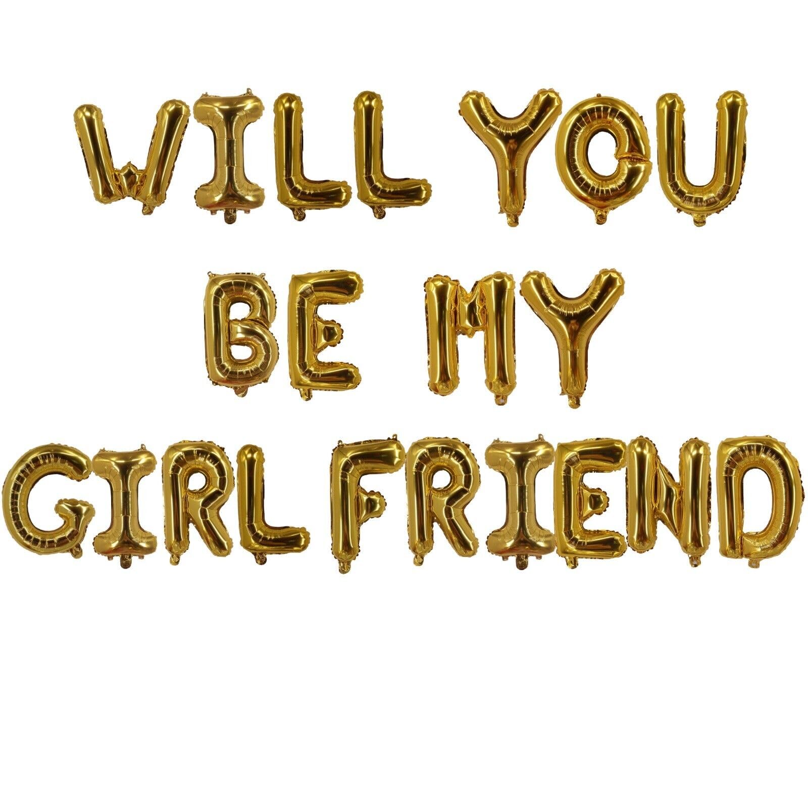 Pannu Design Will You Be My Girlfriend 16 Inch Foil Letters Balloon For Valentine’s Day Surprise And Romantic Proposals Day Party Suppliers (Gold) — image 1