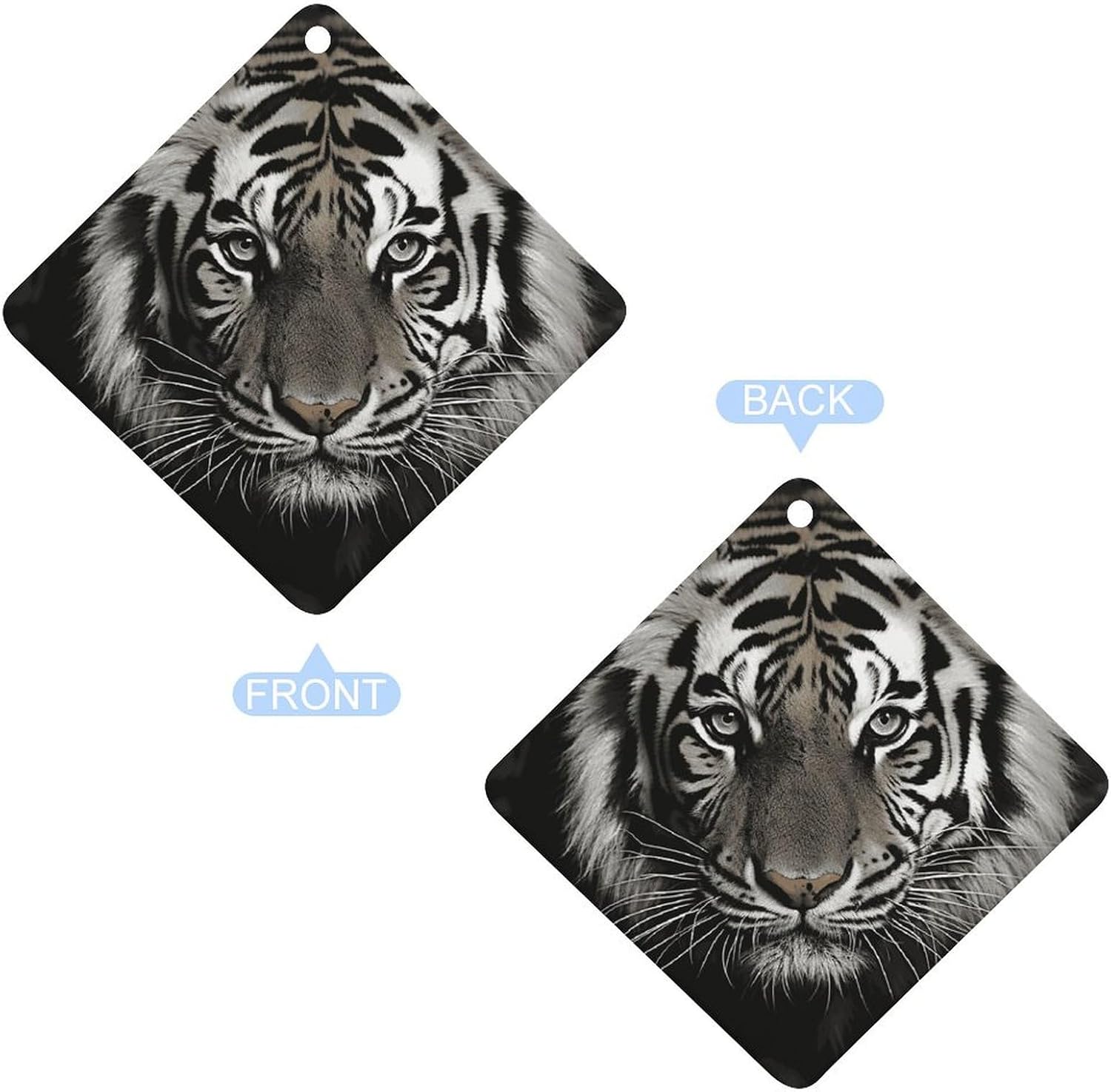 Black And White Tiger Car Air Freshener Hanging, Long Lasting Scented Car Aromatherapy Tablets, Rhombus Fragrance Scented Cards for Vehicles, Bedroom, Wardrobe Black-style image 3