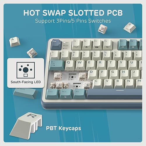 Miniatura 6 de RK ROYAL KLUDGE Teclado mecánico S98 con pantalla inteligente y perilla, montaje superior 96% teclado mecánico inalámbrico BT2.4GUSB-C,