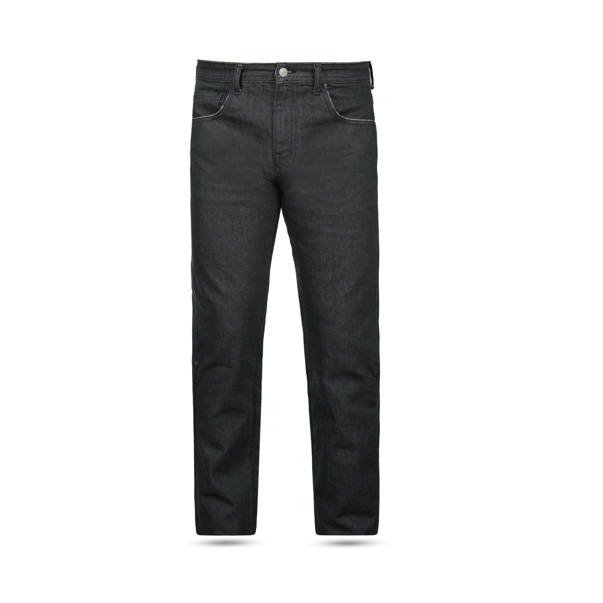Leatherick Herren CE-zertifizierte Schutzjeans aus Denim – Einlagige Jeans, strapazierfähige Motorradjeans mit Knie- und Hüftprotektoren