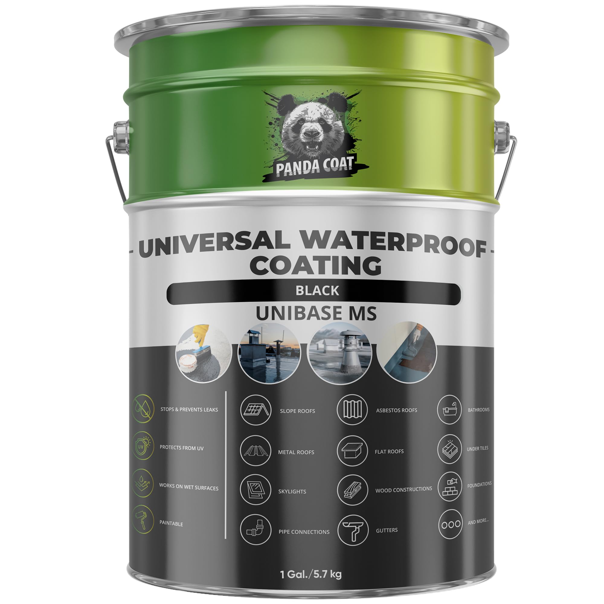 Waterproof Black Sealant | Universal Leak Sealer for Roofs, Gutters, Bathrooms & Outdoor Joints | Stop Leak & Repair Cracks Instantly | Durable Waterproof Coating | UniBase MS | Made in EU (5.7 kg)