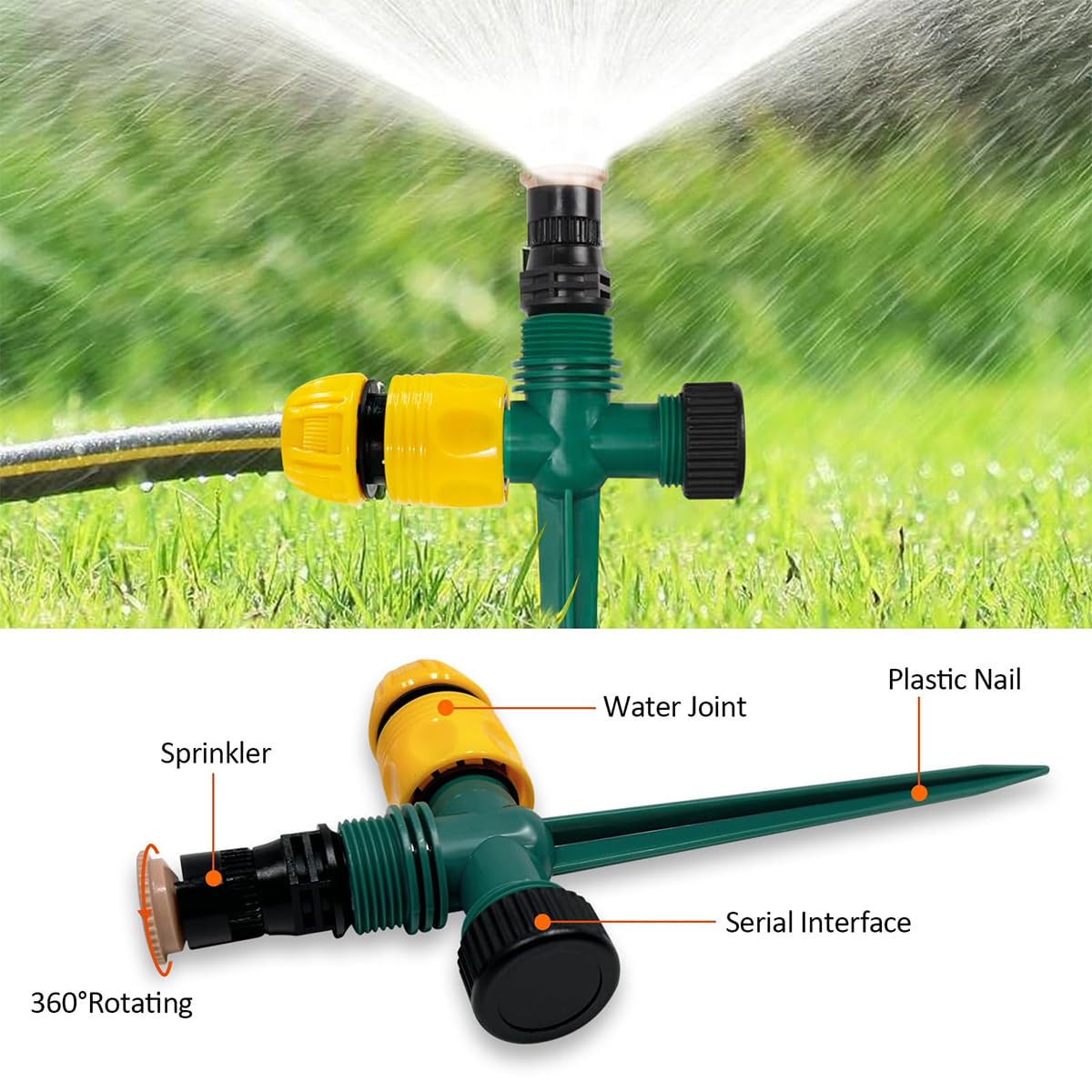Lot de 4 arroseurs de jardin rotatifs à 360 degrés pour arroser les plantes, les fleurs, les légumes, l'herbe, les plantes Lot de 4 arroseurs de jardin rotatifs à 360 degrés pour arroser les plantes, les fleurs, les légumes, l'herbe, les plantes